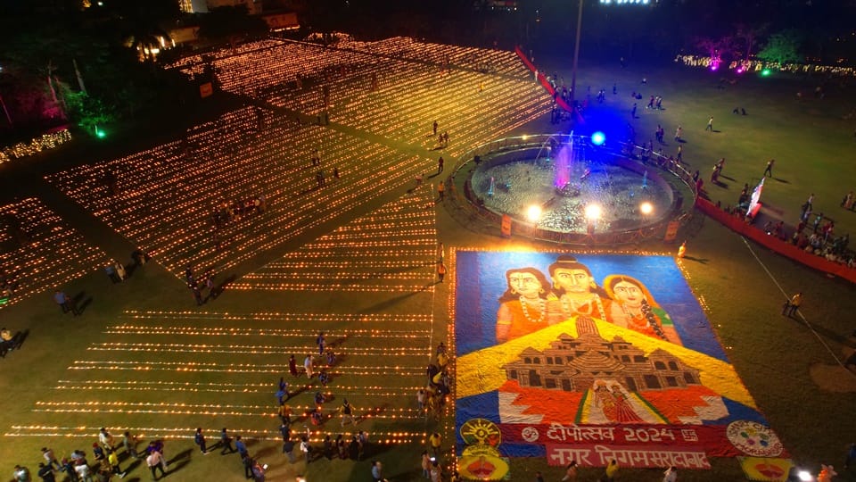 Moradabad illuminated seven and half lakh lamps, amazing view seen in drone show, thousands people participate
