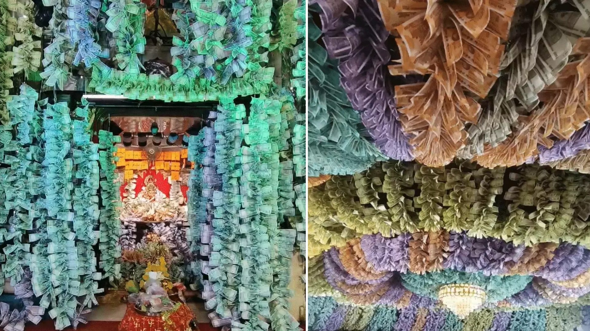 रतलाम का मां लक्ष्मी का मंदिर नोटों से सज गया है।
