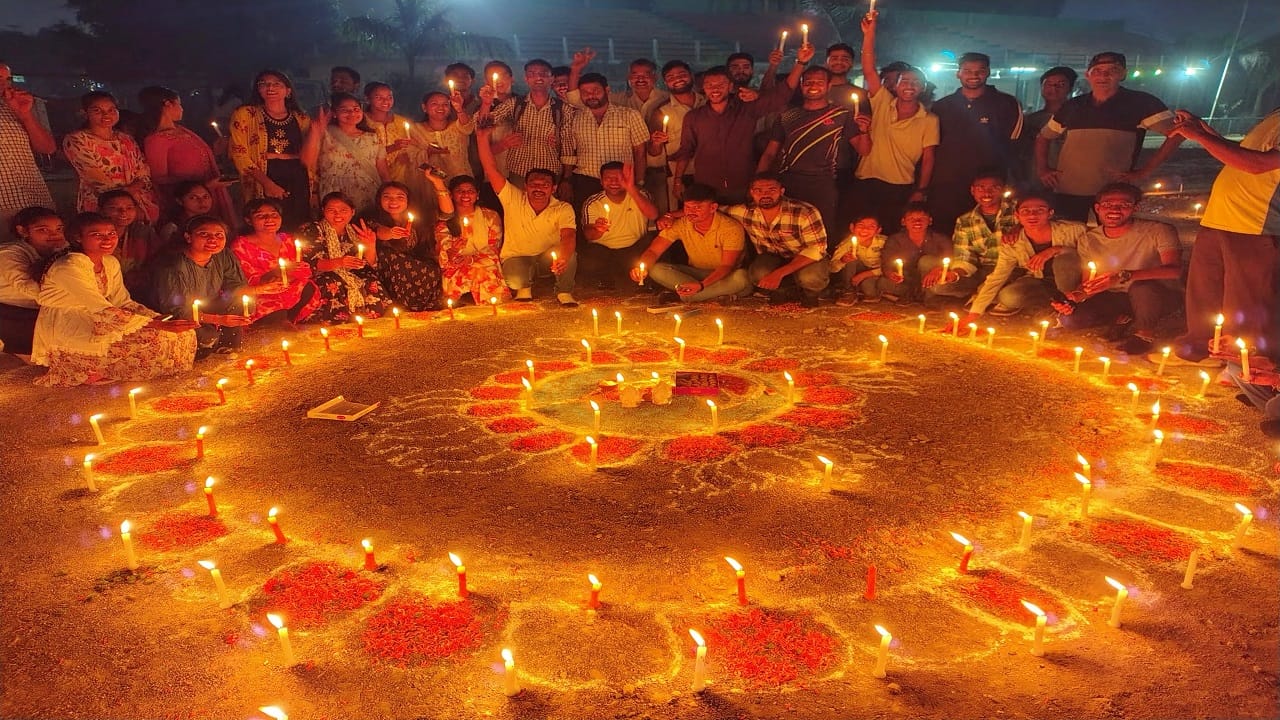 players celebrated diwali in Sports Stadium with candles and diyas in bareilly