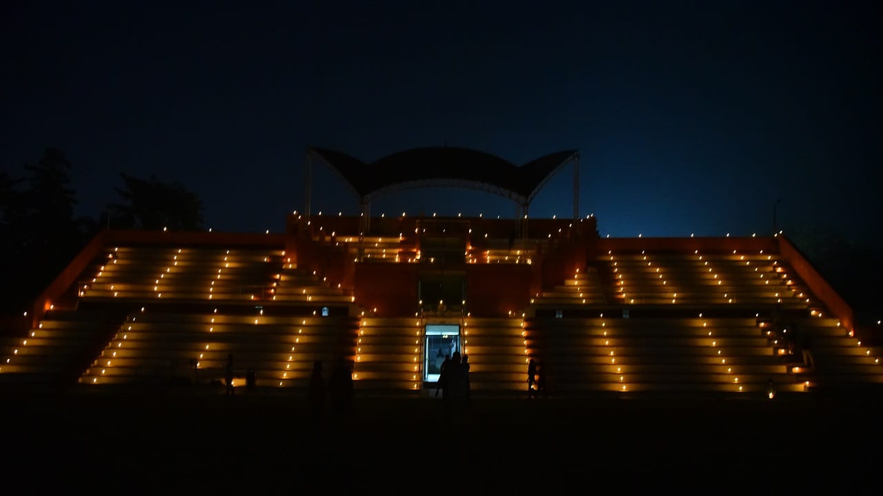 players celebrated diwali in Sports Stadium with candles and diyas in bareilly