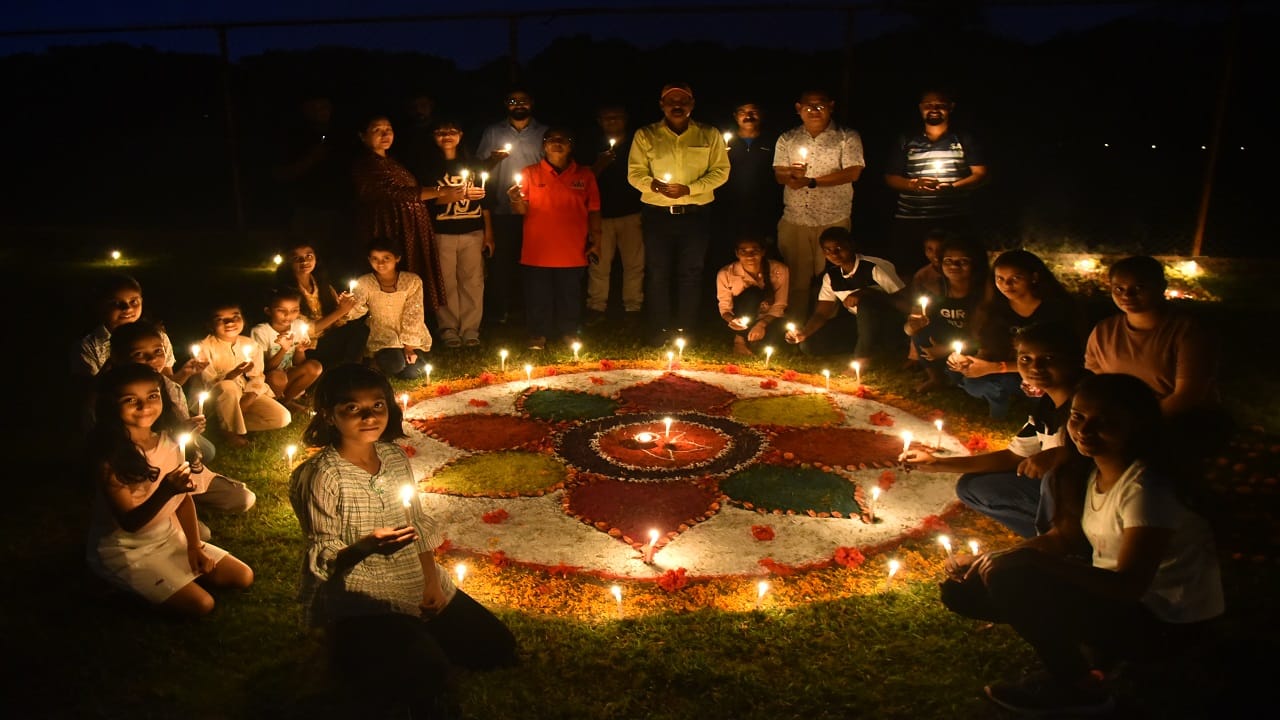 players celebrated diwali in Sports Stadium with candles and diyas in bareilly