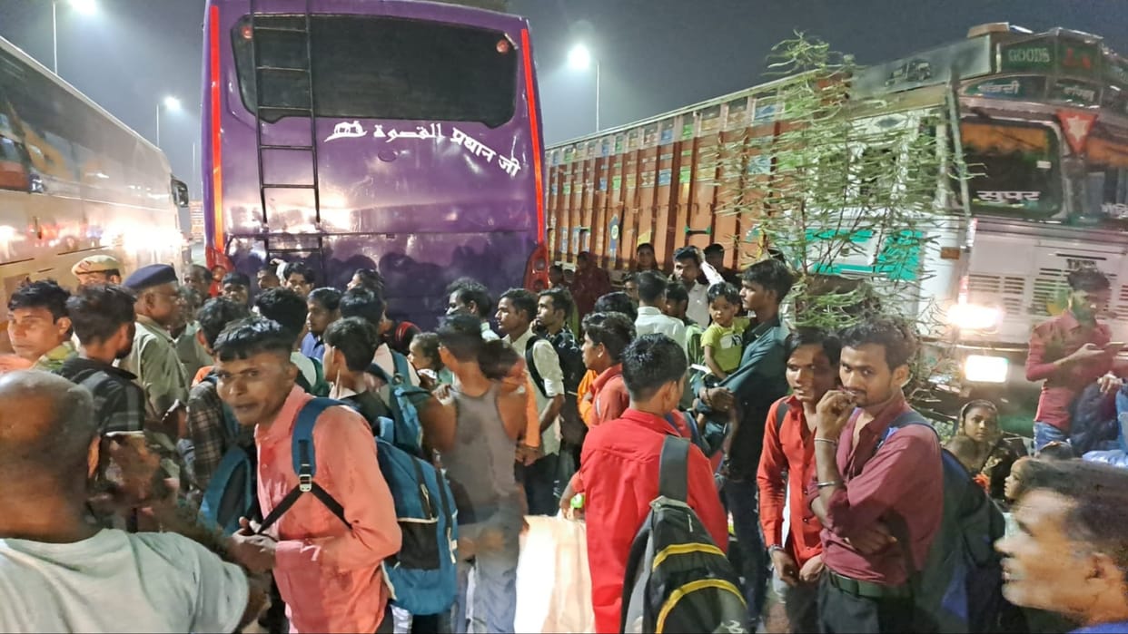Haryana: Fire broke out in a private bus going from Panipat to Delhi