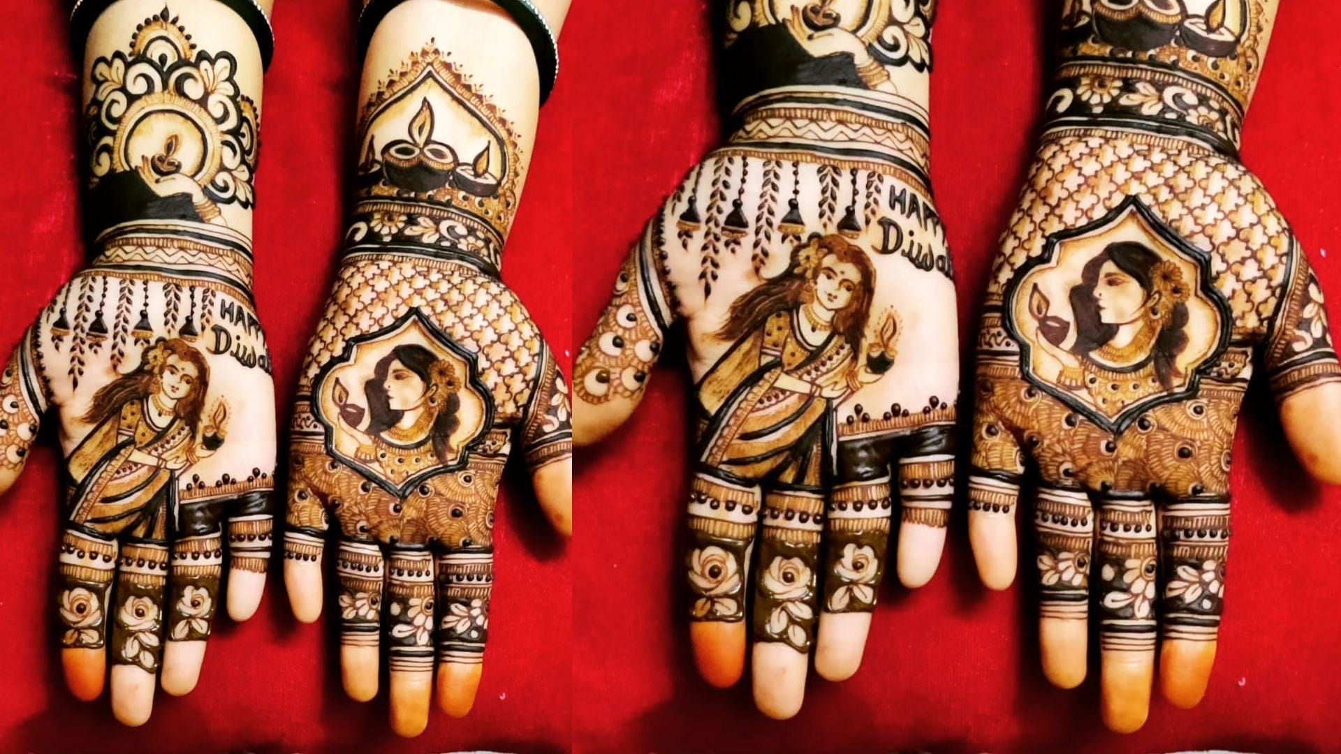 Diwali 2024 latest mehndi design front and back hand image