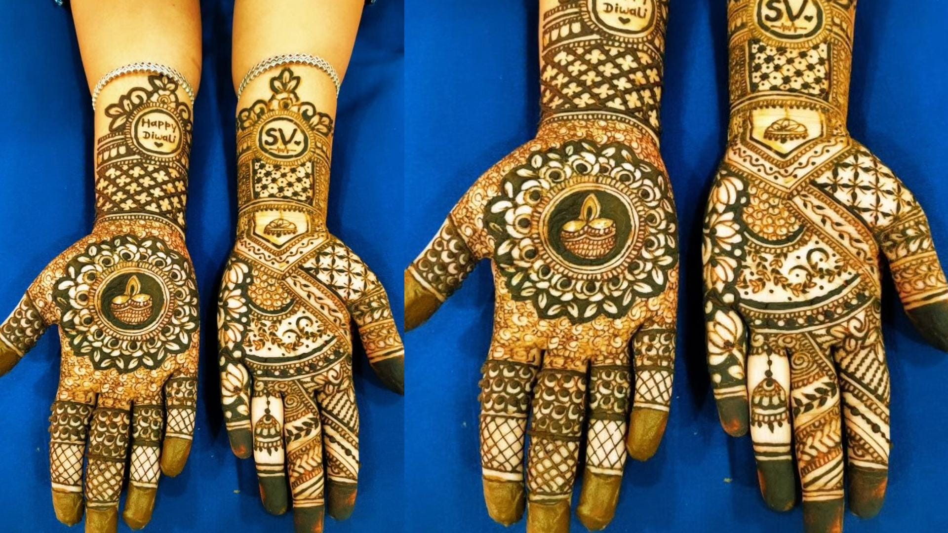 Diwali 2024 latest mehndi design front and back hand image