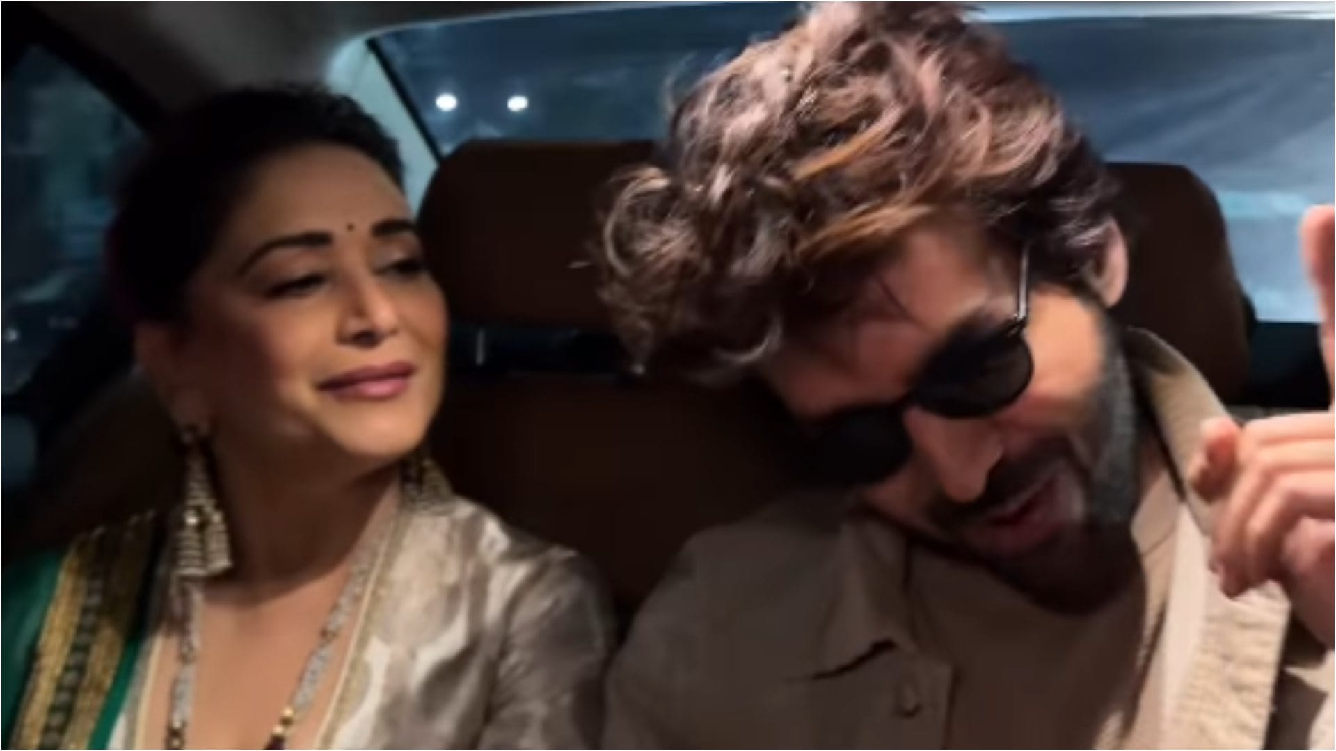 kartik aaryan and Madhuri Dixit reached lucknow to promote their upcoming movie Bhool Bhulaiyaa 3 shares video