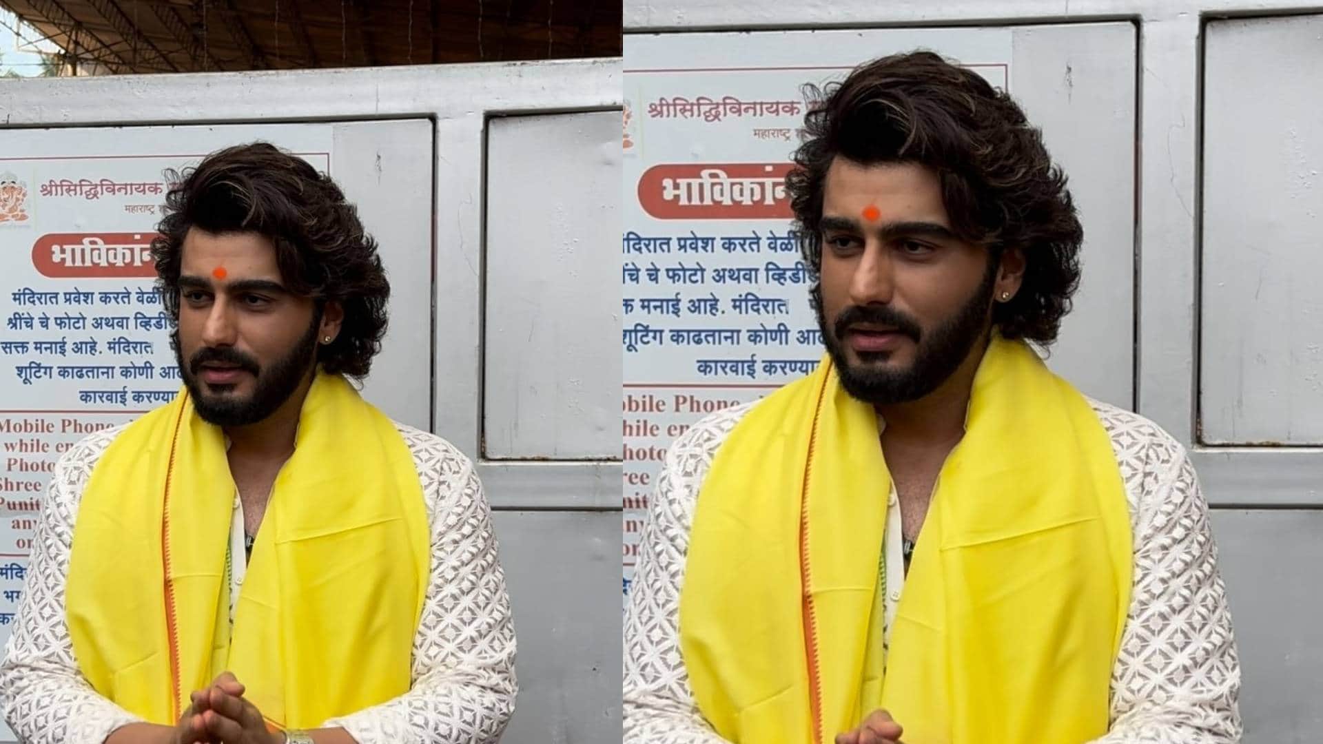 arjun kapoor visits siddhivinayak temple to seek blessings of bappa for ajay devgn rohit shetty singham again