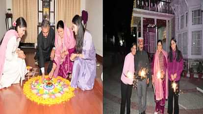 cm Sukhwinder Sukhu celebrated Diwali with his family at Oak Over and also decorated Rangoli