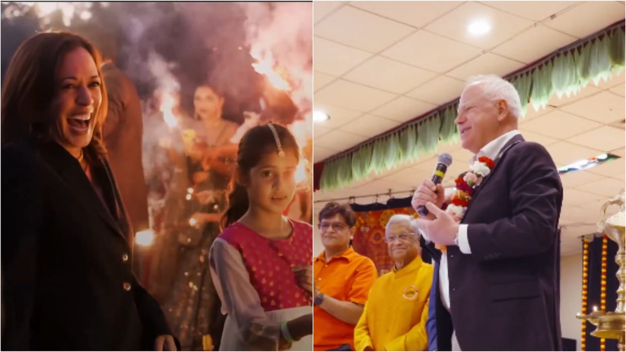 US Joe Biden Kamala Harris Tim Walz diwali celebration white house bhartiya temple news in hindi