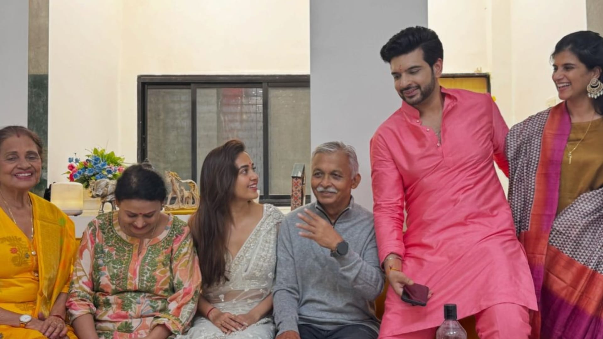 Karan Kundrra Tejasswi Prakash PHOTOS celebrate Diwali with their families Fans reaction