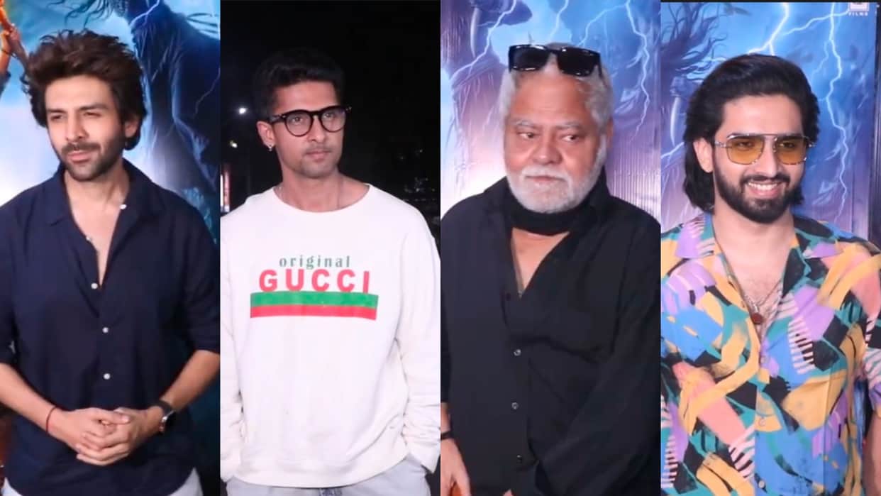 Bhool Bhulaiyaa 3 screening photos of Ravi Dubey Anees bazmee Sanjay Mishra Kartik Aaryan in a special style