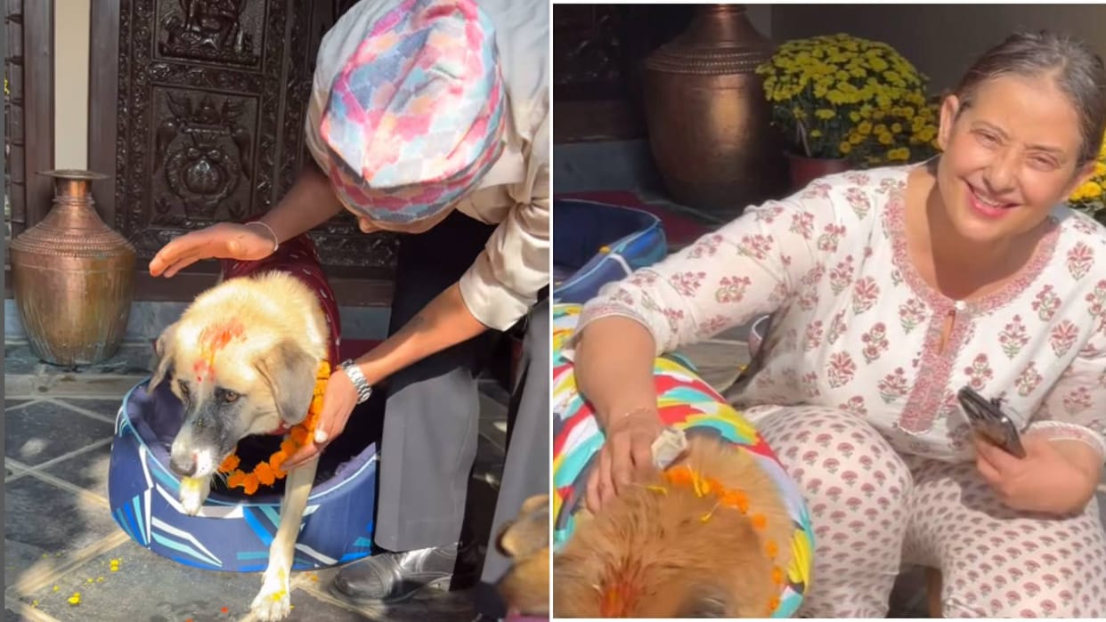 Manisha Koirala dropped an adorable video giving a peek into her Kukur Tihar celebration see netizens reaction