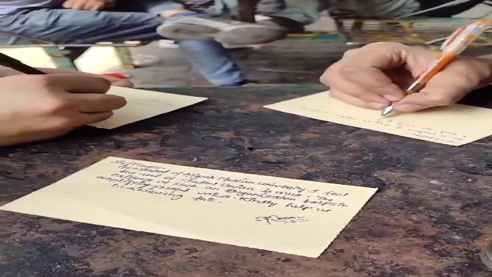 2000 letters written for the President for the student union elections in AMU