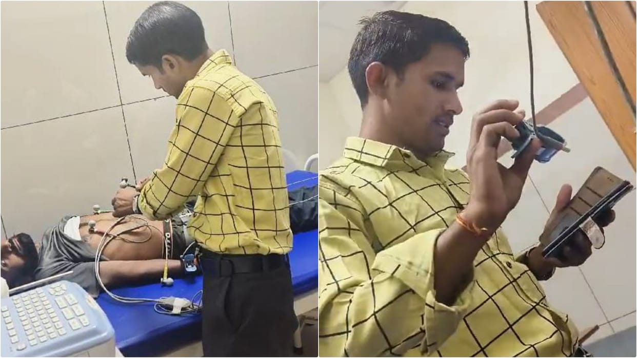 Rajasthan: Contract employee in Jodhpur did ECG of a patient after seeing it on YouTube, video goes viral