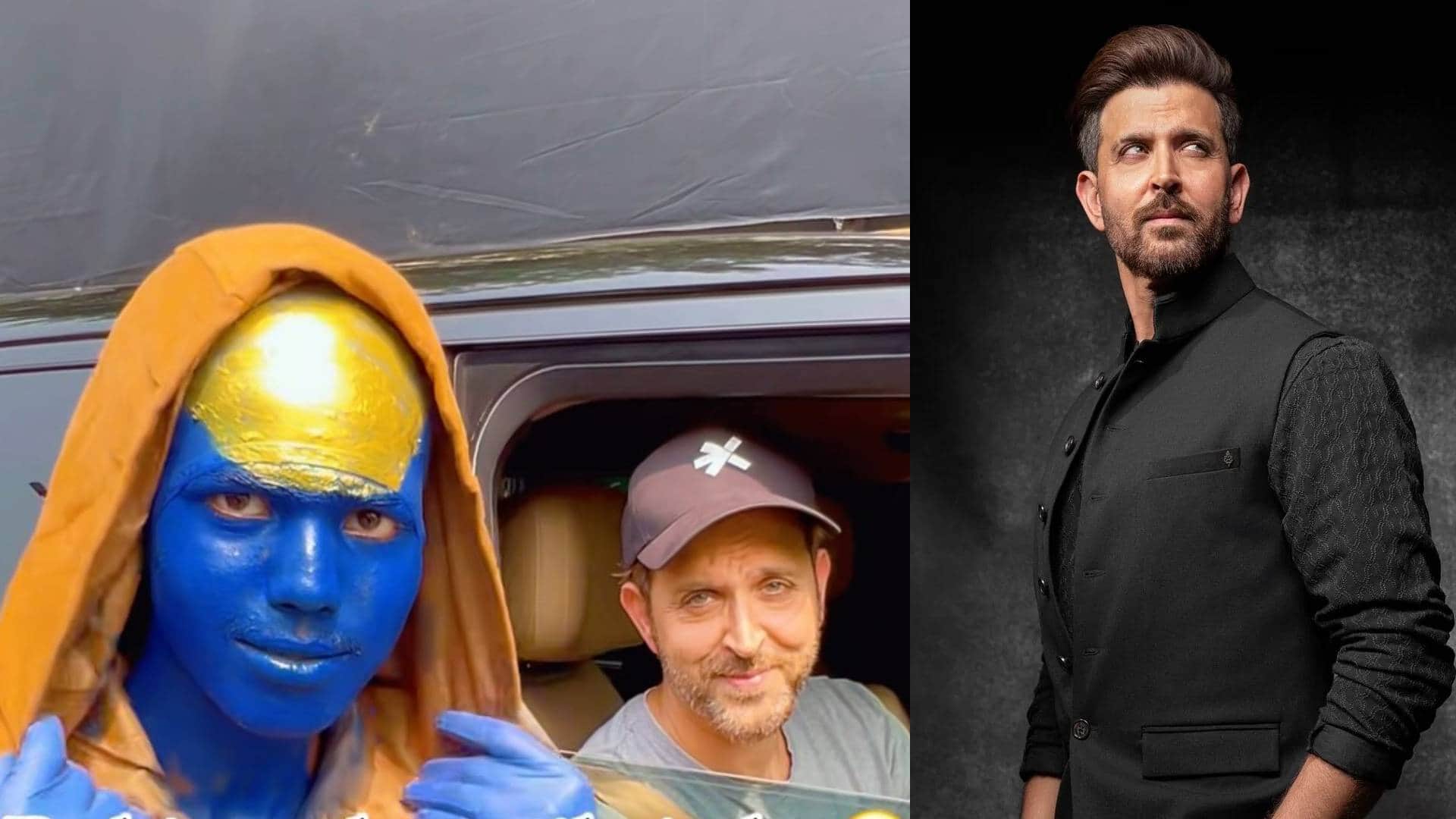 hrithik roshan meets fan who recreates koi mil gaya jadu look covered 14000 km distance on cycle to click pic