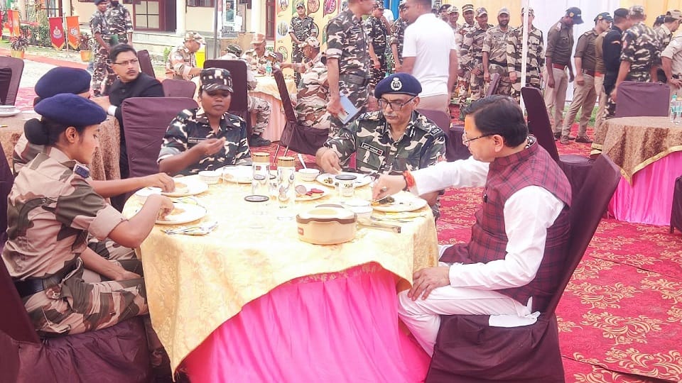 CM Dhami meet ITBP, SSB jawans in Diwali Milan program in banbasa