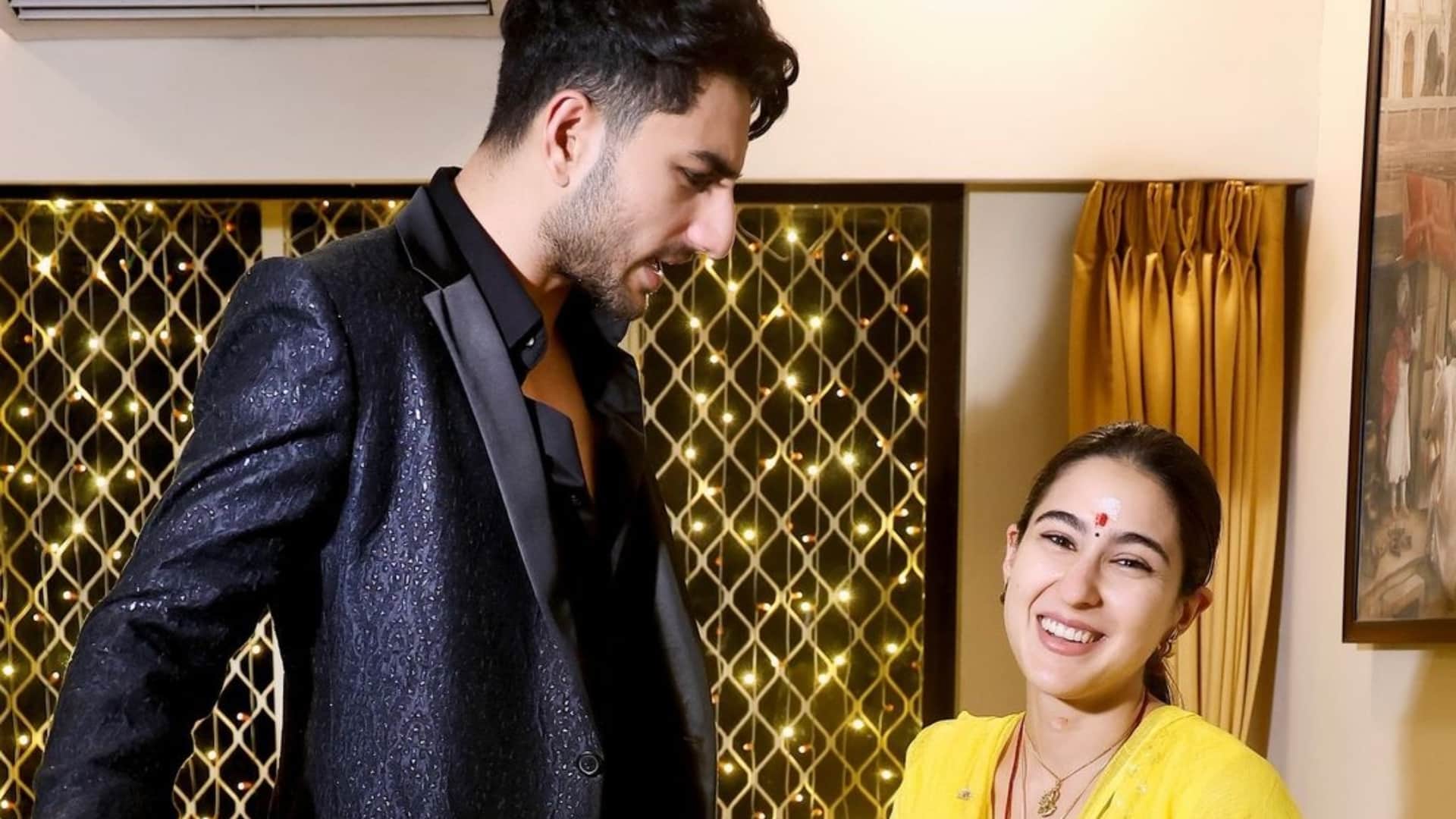 Sara Ali Khan brother Ibrahim Ali Khan sibling goals latest Photos Diwali celebration Saif Amrita version 2.0