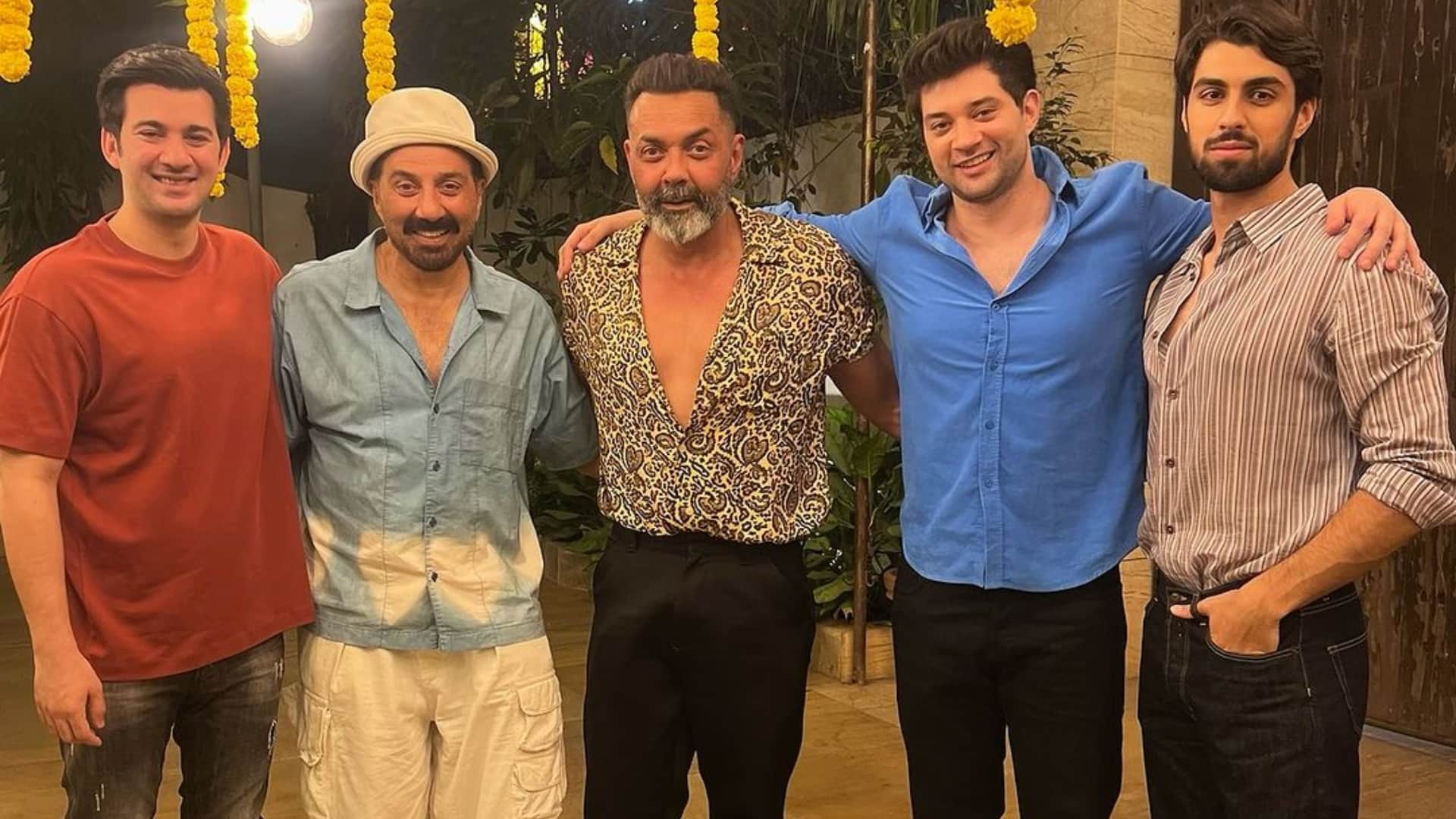 Sunny Deol Wishes Fans Happy Diwali shares adorable family Photos Bobby Deol and Sons viral on social medai