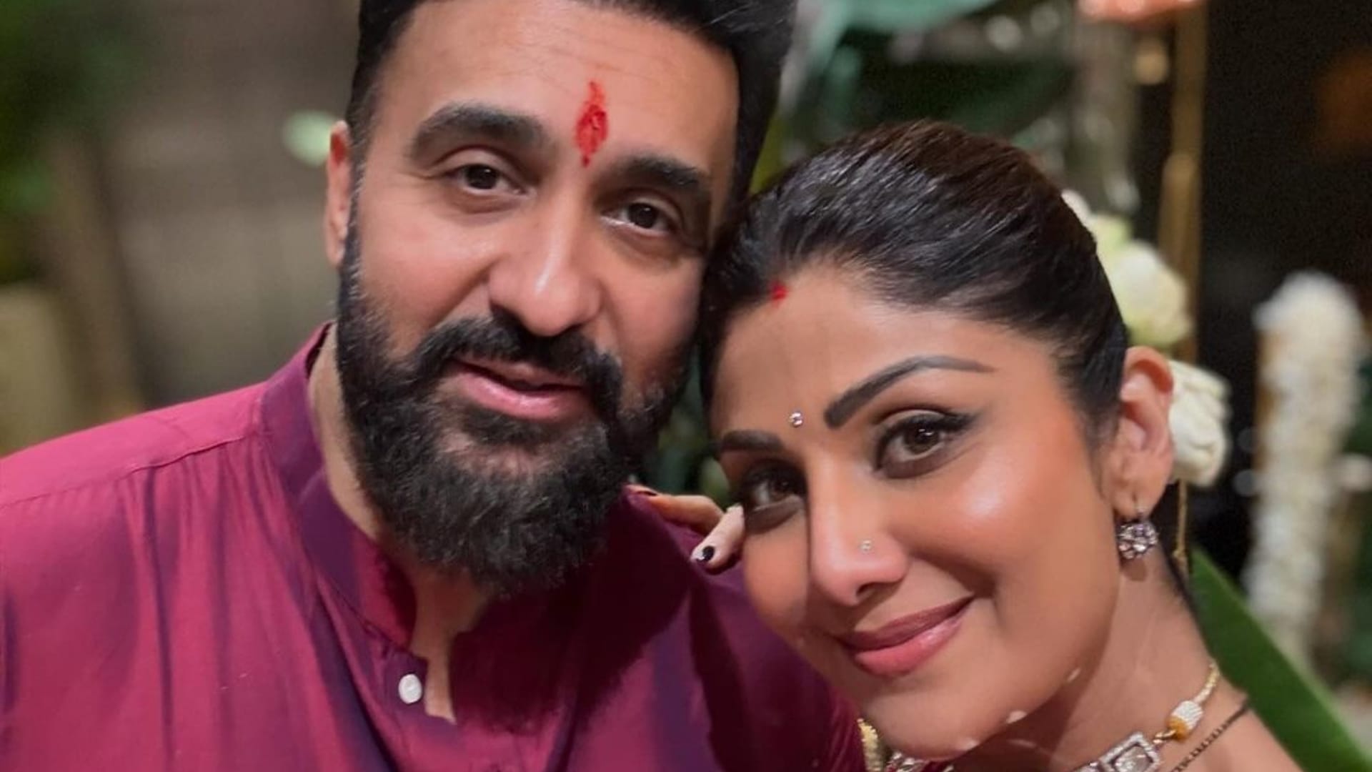 Shilpa Shetty Kundra steps up the Diwali glam in a red satin saree and mirror work blouse for celebrations