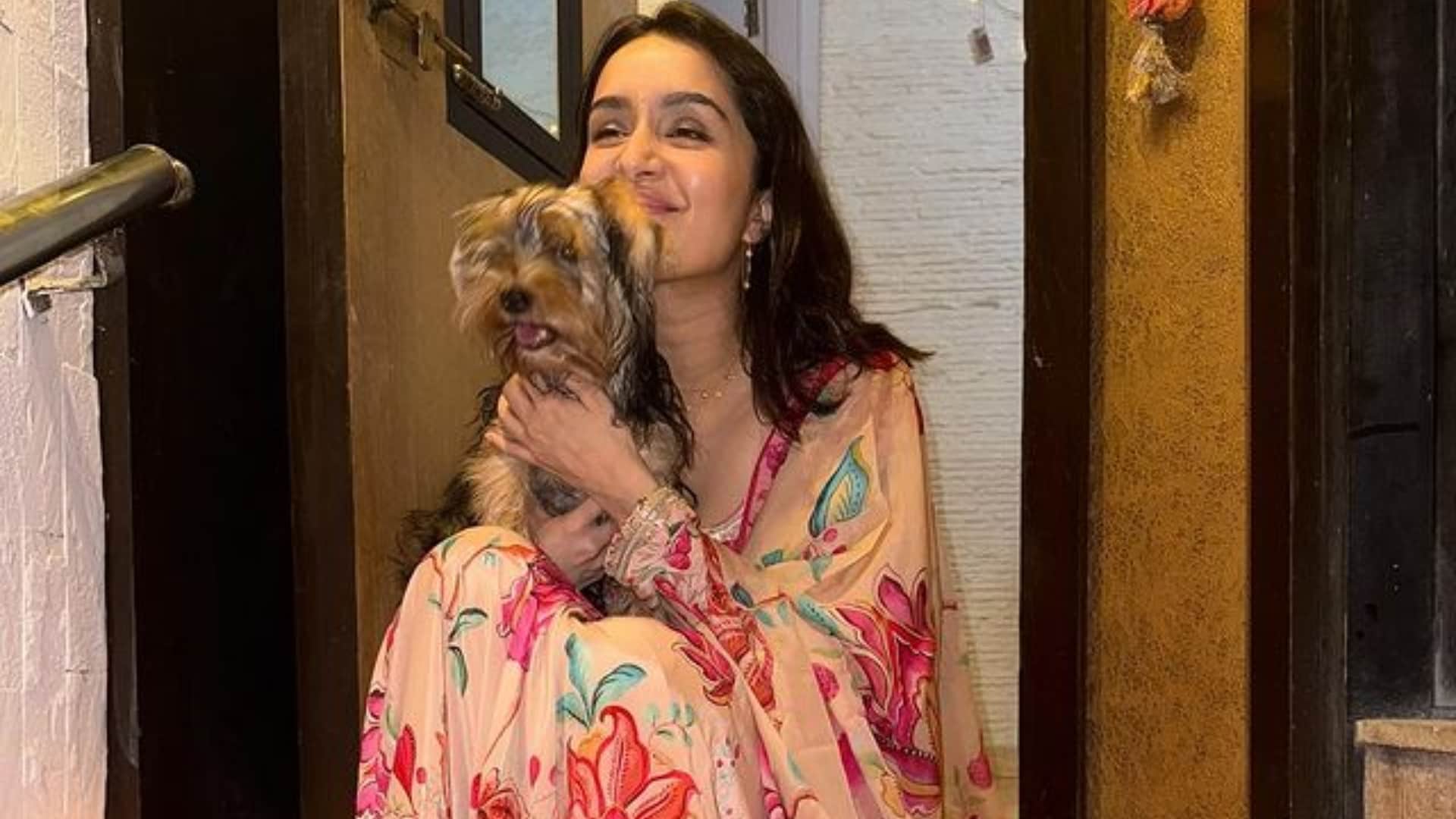 Stree 2 actress Shraddha Kapoor enjoyed her diwali Celebrations with Family and her pet dog