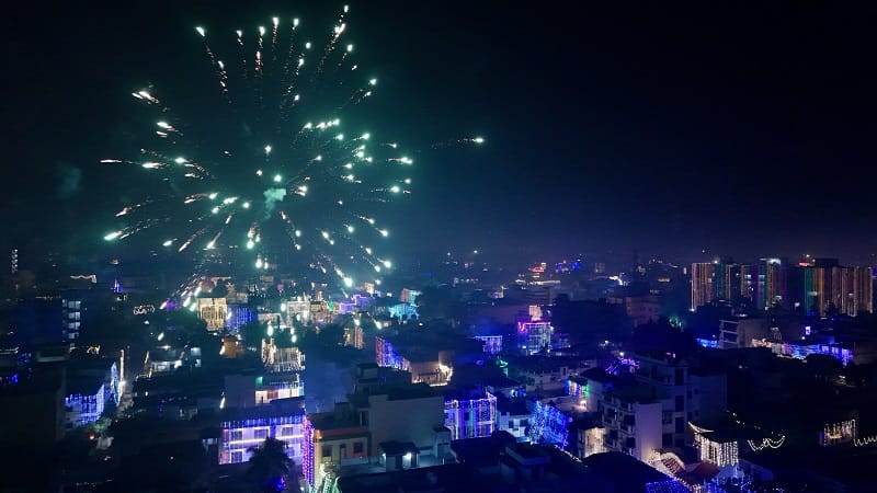 Deepawali Laxmi Puja in Baba vishwanath courtyard ghats and streets also seen gaiety lots of fireworks