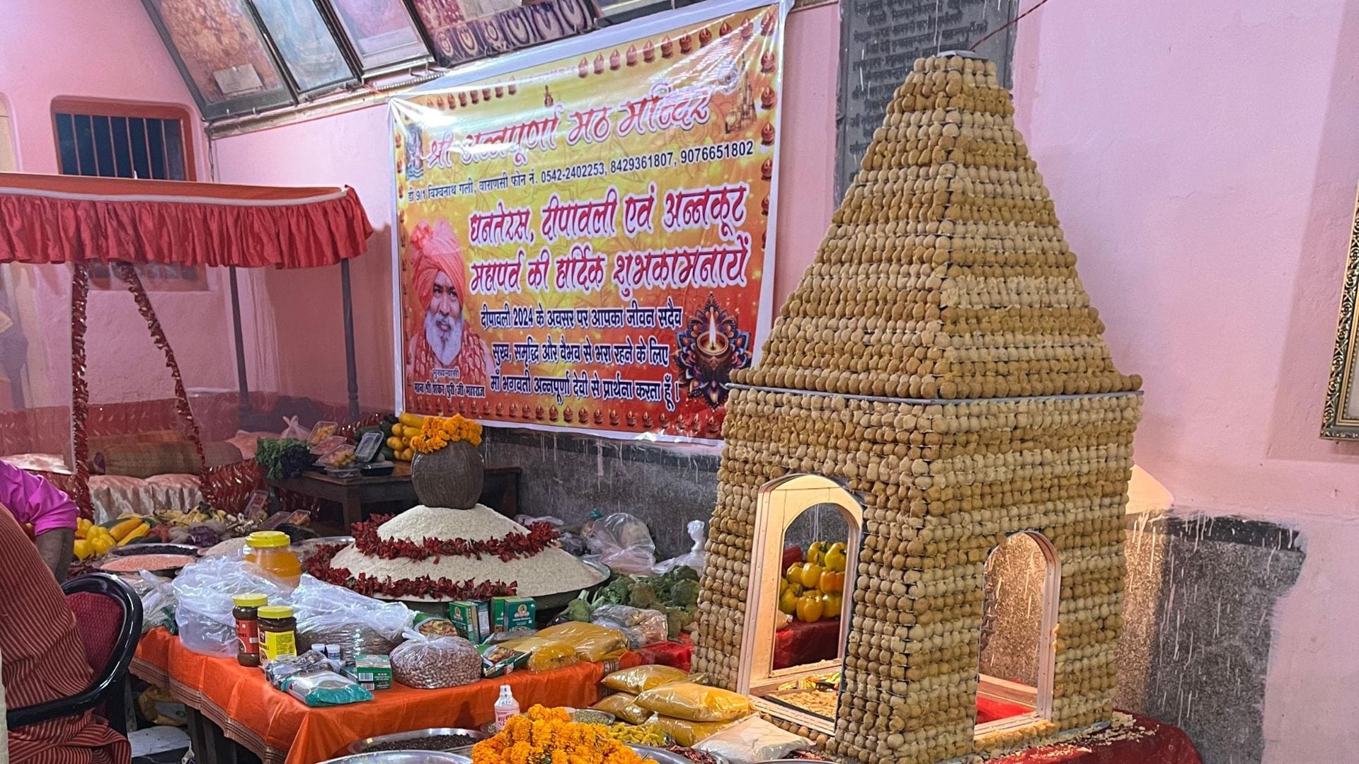 Annakut was celebrated in temples 56 dishes were offered crowd of devotees gathered see photo gallery