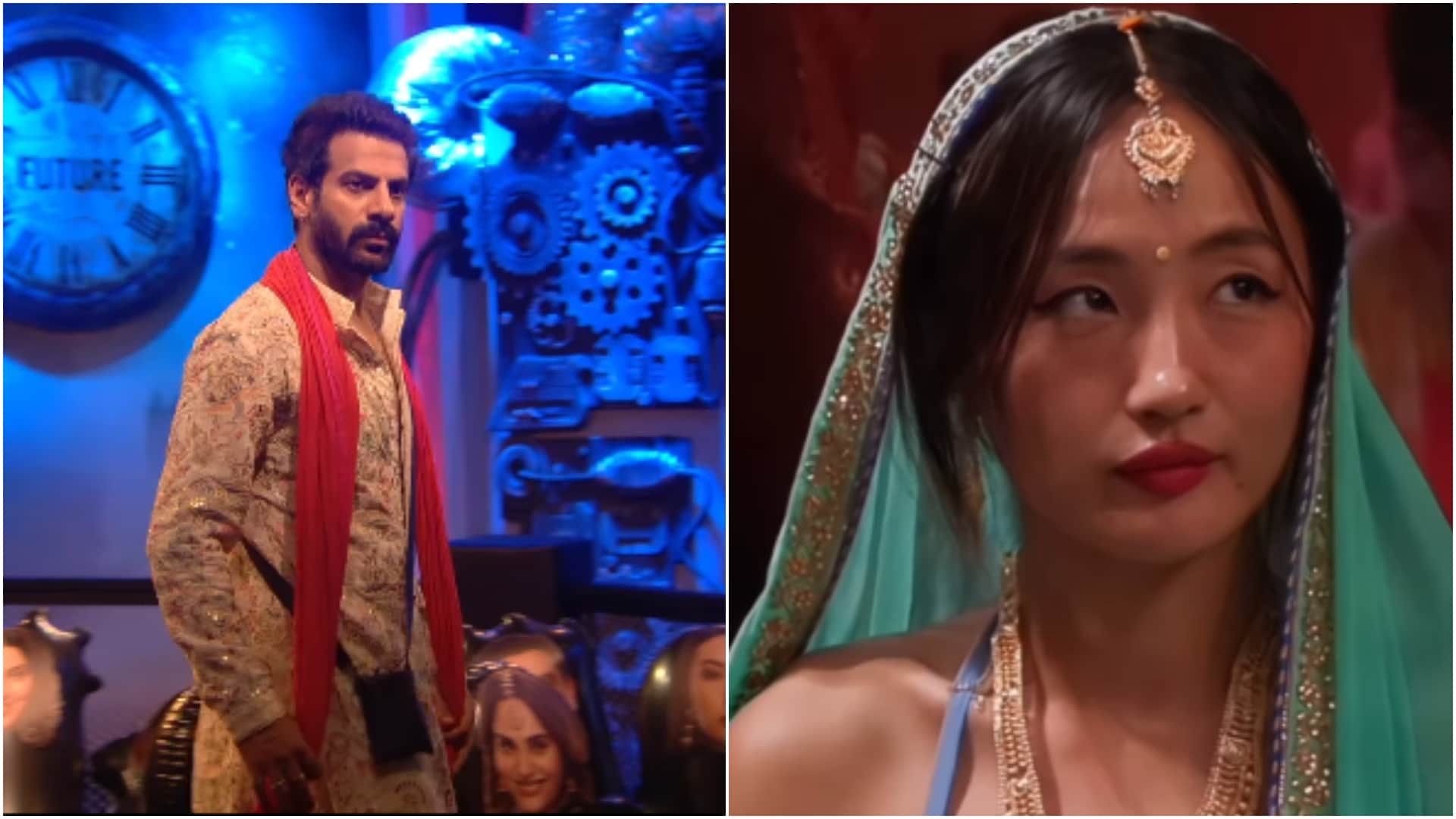 in Bigg Boss 18 latest episode Salman Khan seen pulling legs of Chum Darang and Karan Veer Mehra
