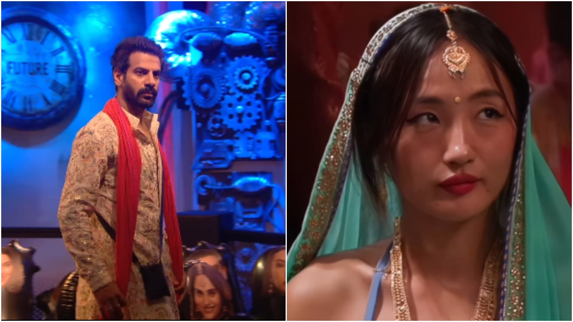 in Bigg Boss 18 latest episode Salman Khan seen pulling legs of Chum Darang and Karan Veer Mehra
