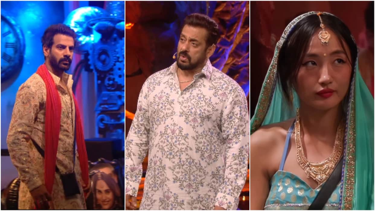 in Bigg Boss 18 latest episode Salman Khan seen pulling legs of Chum Darang and Karan Veer Mehra