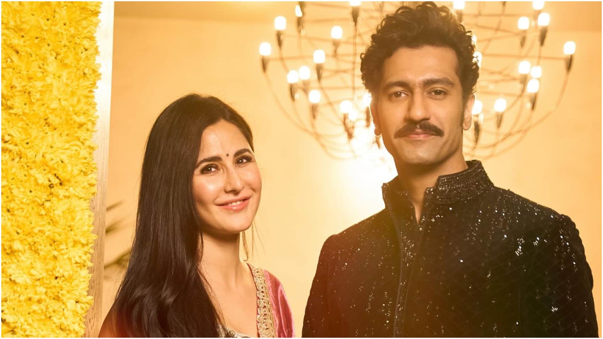 Vicky kaushal and katrina kaif flaunted in traditional look fans and celebrities reacted and wish him diwali