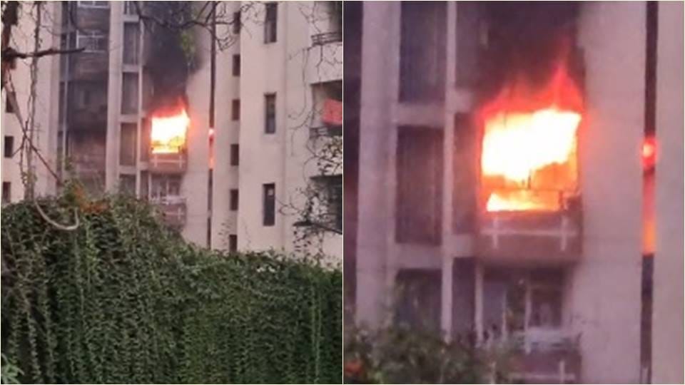 Fire broke out in a flat in Ashok Vihar area of Noida