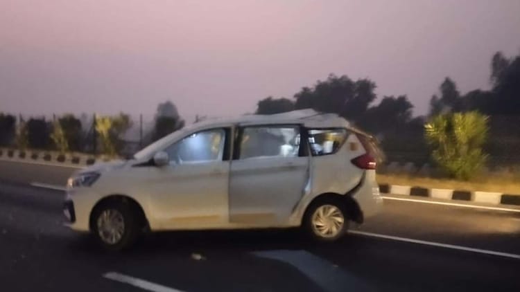 यूपी – UP: सीट बेल्ट नहीं लगाए था कार चालक… वाहन की टक्कर से शीशा तोड़कर सड़क पर गिरा, मौत – INA