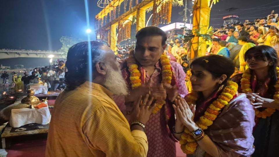 Former Indian cricket team player VVS Laxman visited Ramlala and Hanumantlala with his family in Ayodhya
