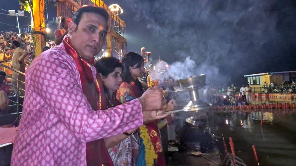 Former Indian cricket team player VVS Laxman visited Ramlala and Hanumantlala with his family in Ayodhya