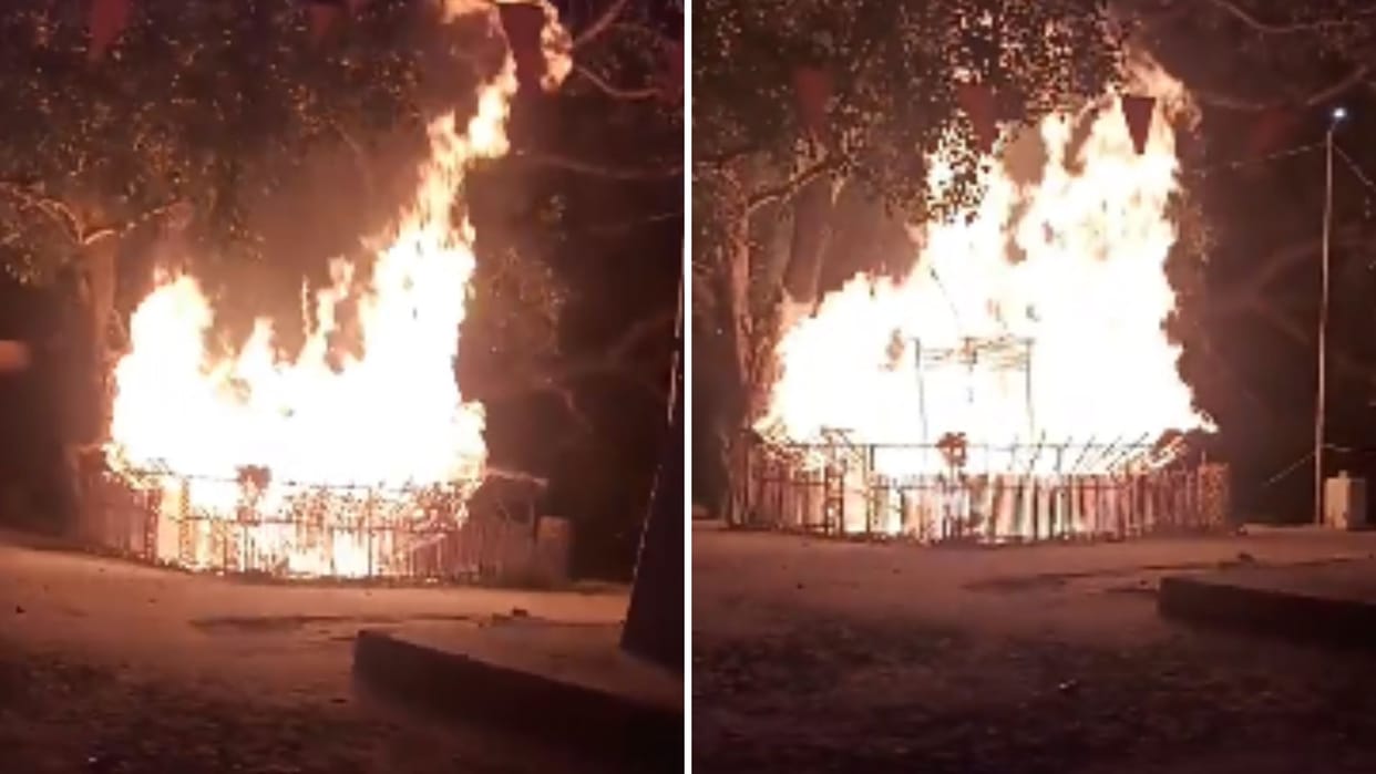 Fire broke out Yagyashaala Mandap in azamgarh police searching accused anger over incident