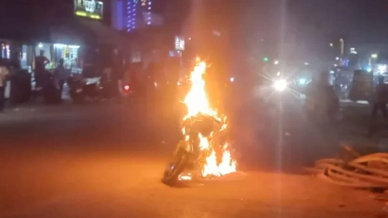 Bullet started burning, chaos ensued local people controlled the fire