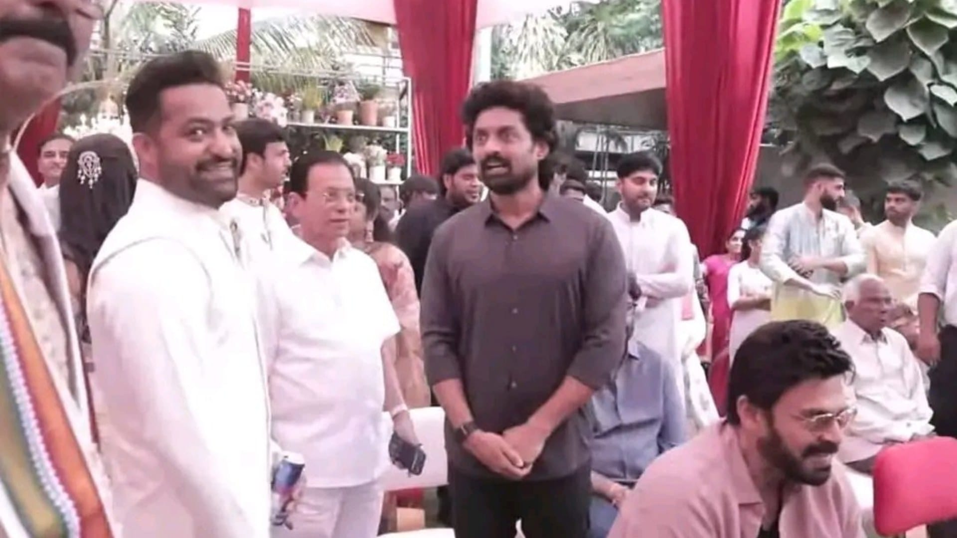 War 2 actor Junior NTR arrives at Narne Nithin engagement ceremony with his wife watch video