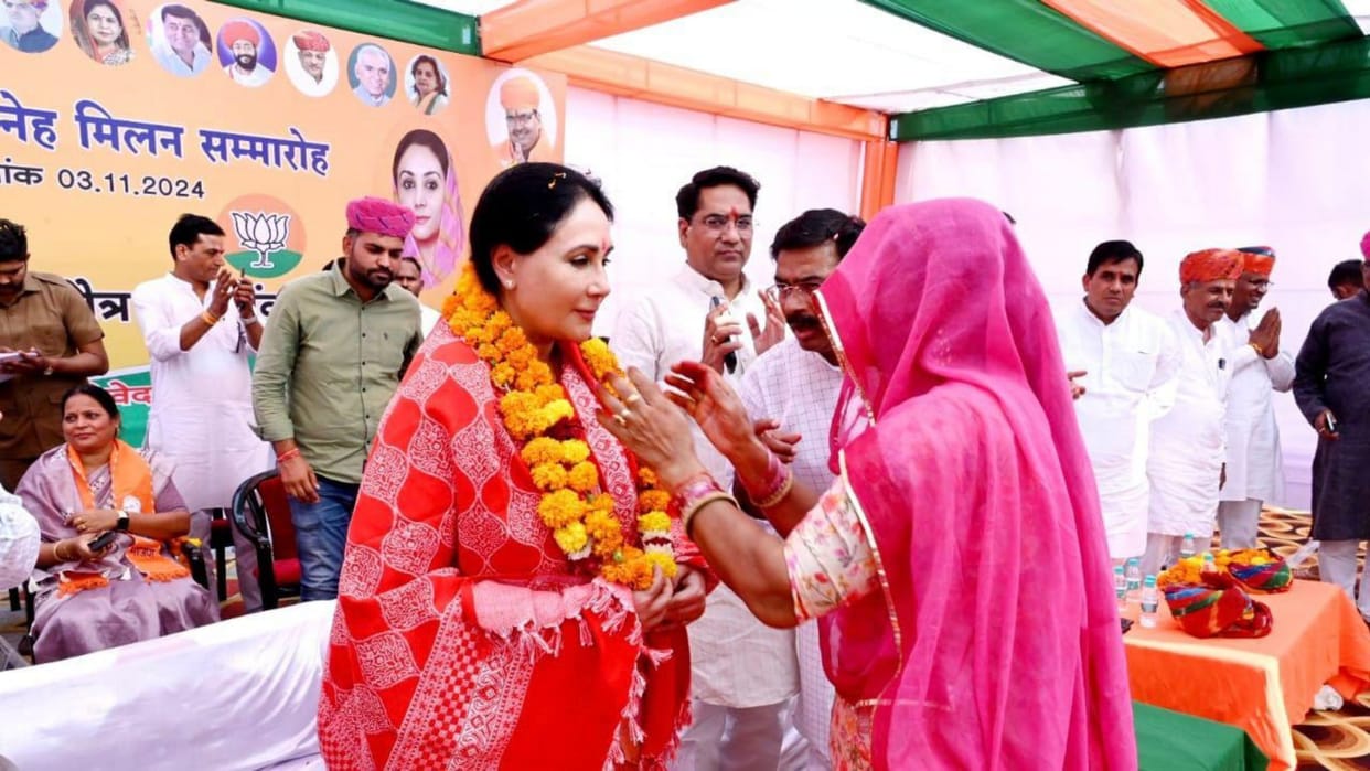 Jaipur News: Diya Kumari reached Khinvsar for Diwali meeting, called for BJP's victory in the by-elections