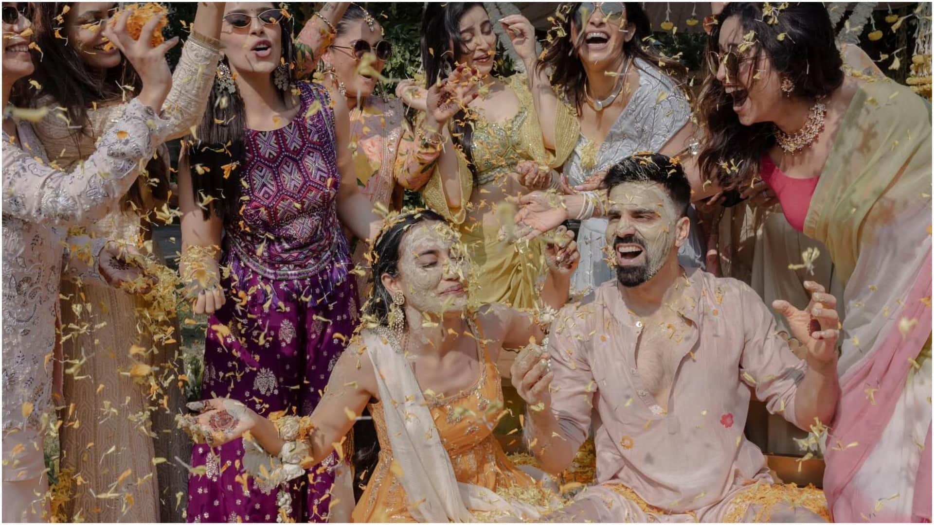 Newlyweds Actress Surbhi Jyoti and her husband Sumit Suri Meet Uttarakhand CM Pushkar Singh Dhami