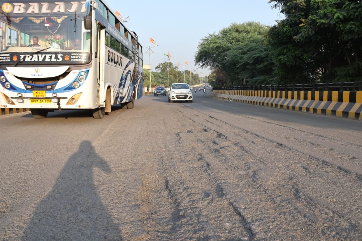 Indore: Roads in Indore are fine, even the bridges have potholes, sunken parts not repaired