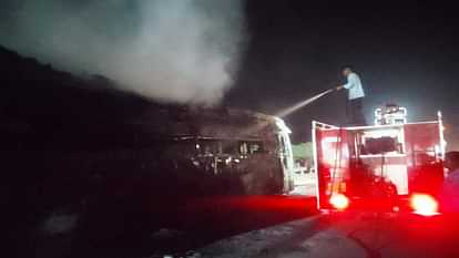 Double decker private bus fire extinguished after midnight