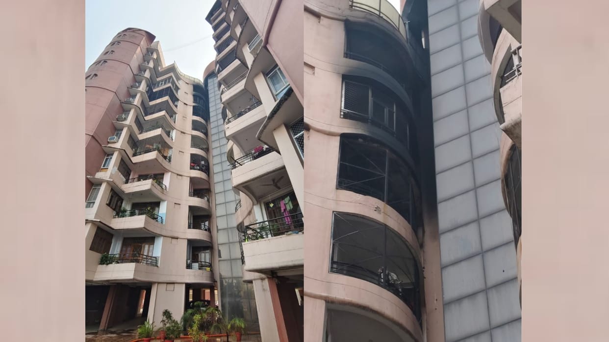 Fire broke out on seventh floor of a apartment in Chinhat Lucknow.