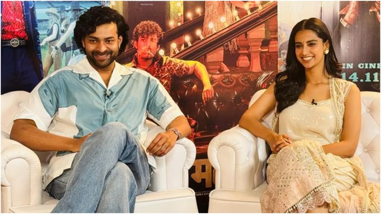 Varun Tej Nora Fatehi Meenakshi Chaudhary Seen promoting upcoming movie Matka in Mumbai