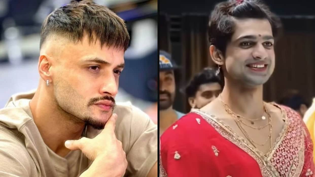 Abhishek Kumar dressed as a woman in a red saree Asim Riaz Reacted and Said Aa Gaya Apni Aukat Pe