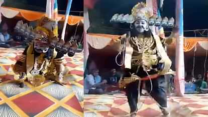 Unnao: During Raavan's performance in Ramlila program, stage suddenly broke, artists injured