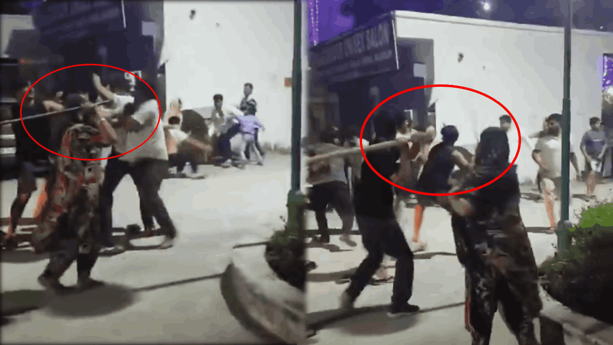 Sticks and swords were used in a society in Greater Noida video viral
