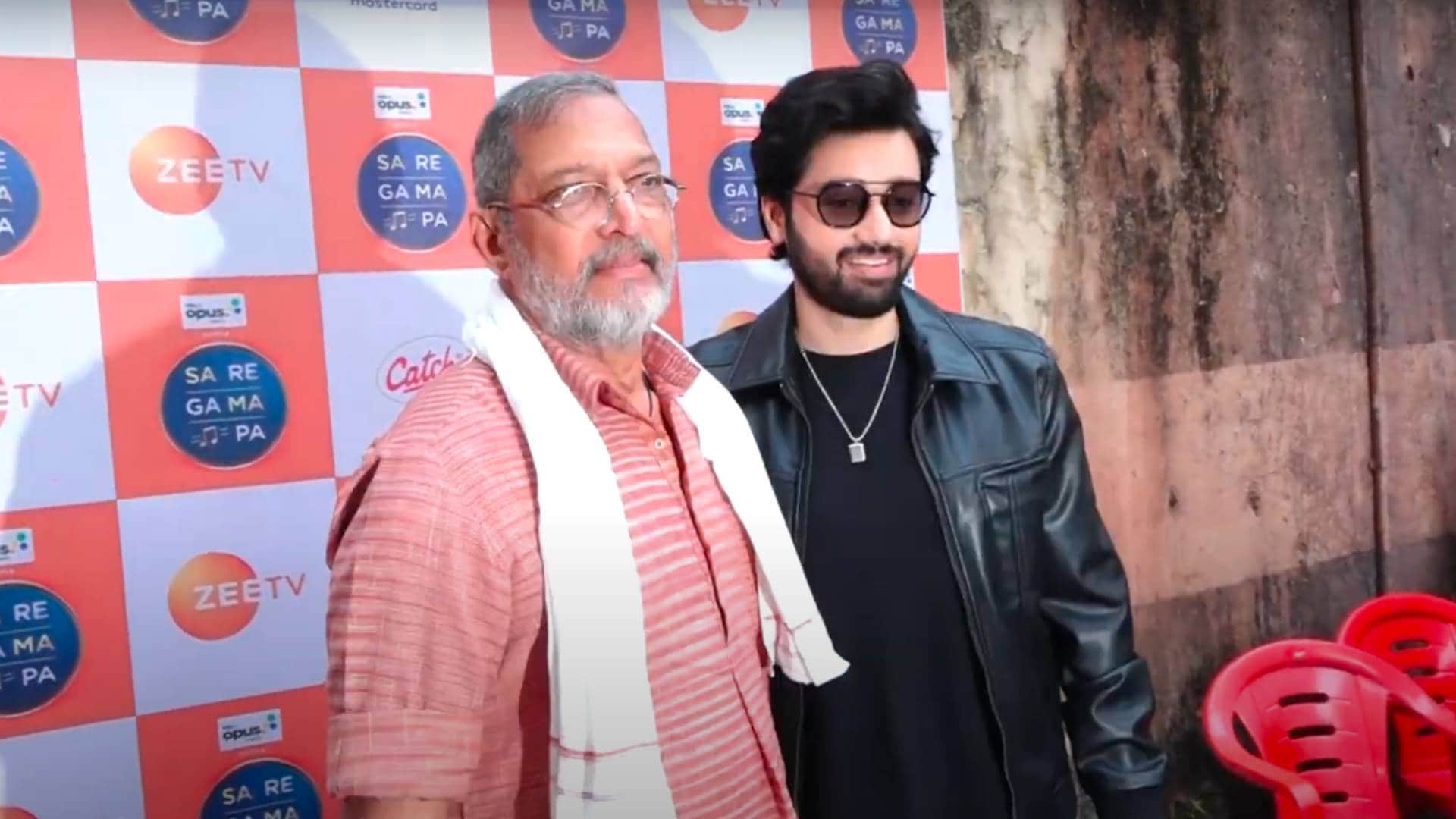 nana patekar utkarsh sharma simrat kaur promoting anil sharma film vanvaas on set of saregamapa video viral