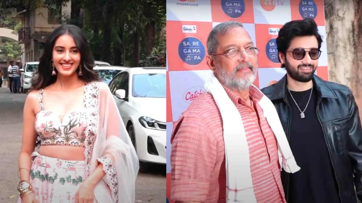 nana patekar utkarsh sharma simrat kaur promoting anil sharma film vanvaas on set of saregamapa video viral