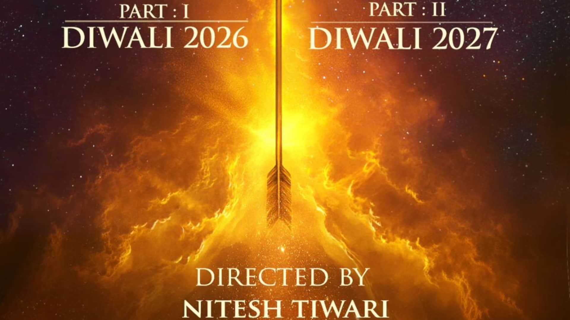 Ramayana First Poster Out starrer Ranbir Kapoor Sai Pallavi Two Parts To Release On Diwali 2026 And 2027
