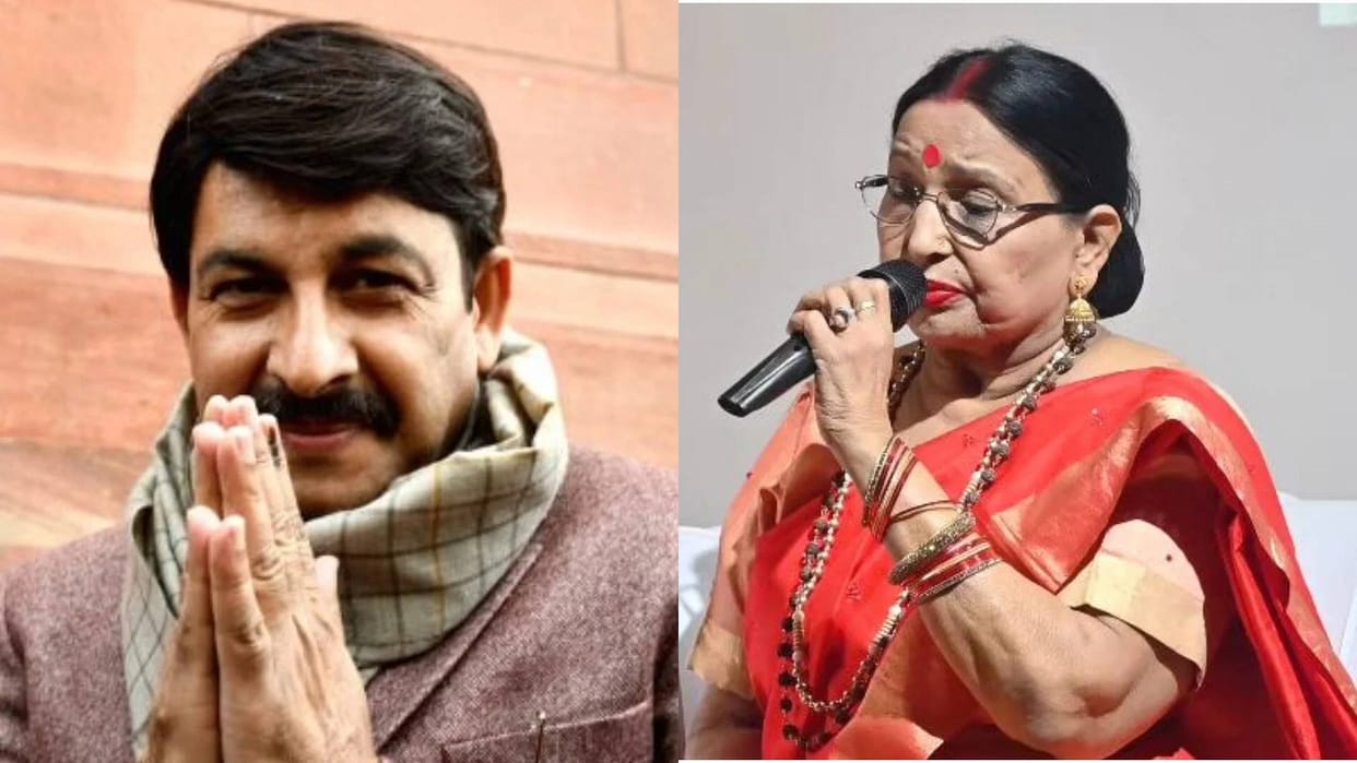 Sharda Sinha passed away actor and politician Manoj Tiwari reached AIIMS hospital to pay last respects to her