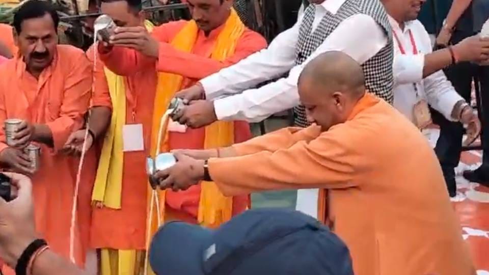 CM Yogi Adityanath performed Chhath Puja rituals in Lucknow crowd of devotees gathered at ghats